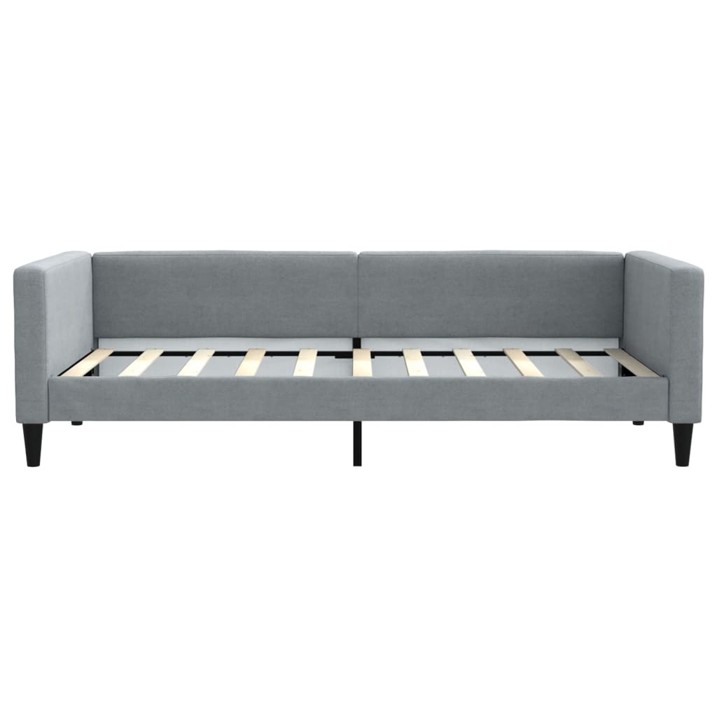 Slaapbank met onderschuifbed 100x190 cm stof lichtgrijs