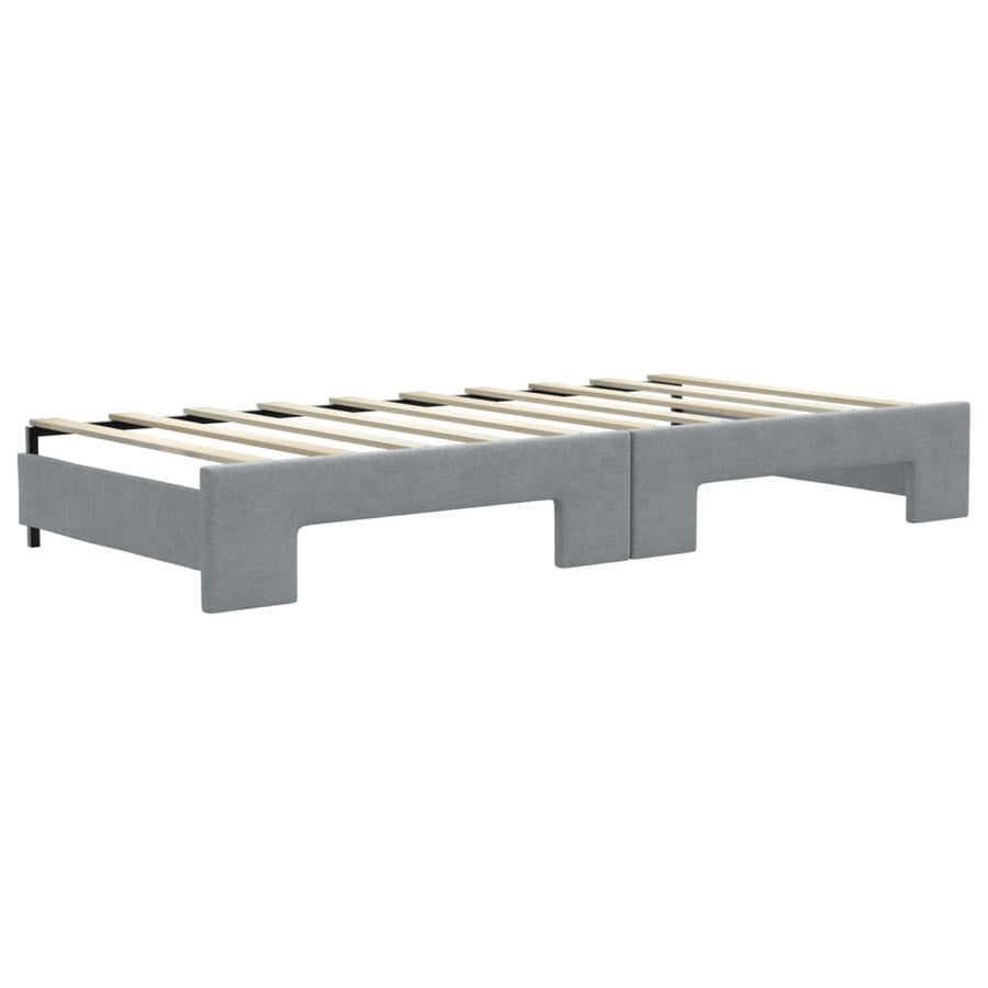 Slaapbank met onderschuifbed 100x190 cm stof lichtgrijs