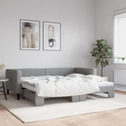 Slaapbank met onderschuifbed 100x190 cm lichtgrijs