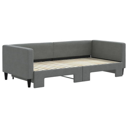 Slaapbank met onderschuifbed 100x190 cm stof donkergrijs
