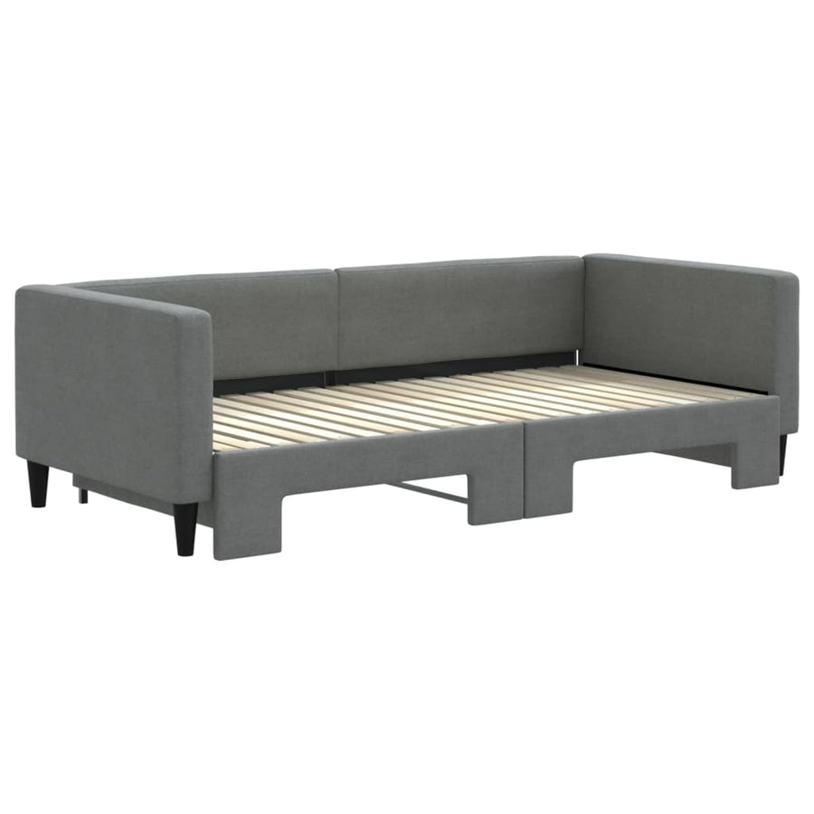 Slaapbank met onderschuifbed 100x190 cm stof donkergrijs