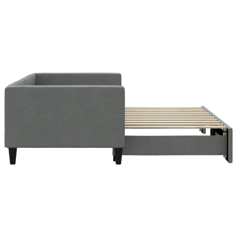 Slaapbank met onderschuifbed 100x190 cm stof donkergrijs