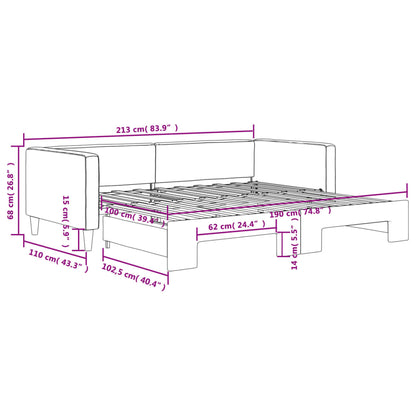 Slaapbank met onderschuifbed 100x190 cm stof donkergrijs