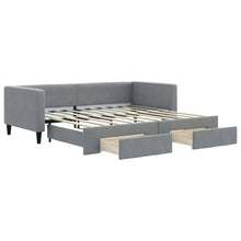 Slaapbank met onderschuifbed lades 100x190 cm stof lichtgrijs