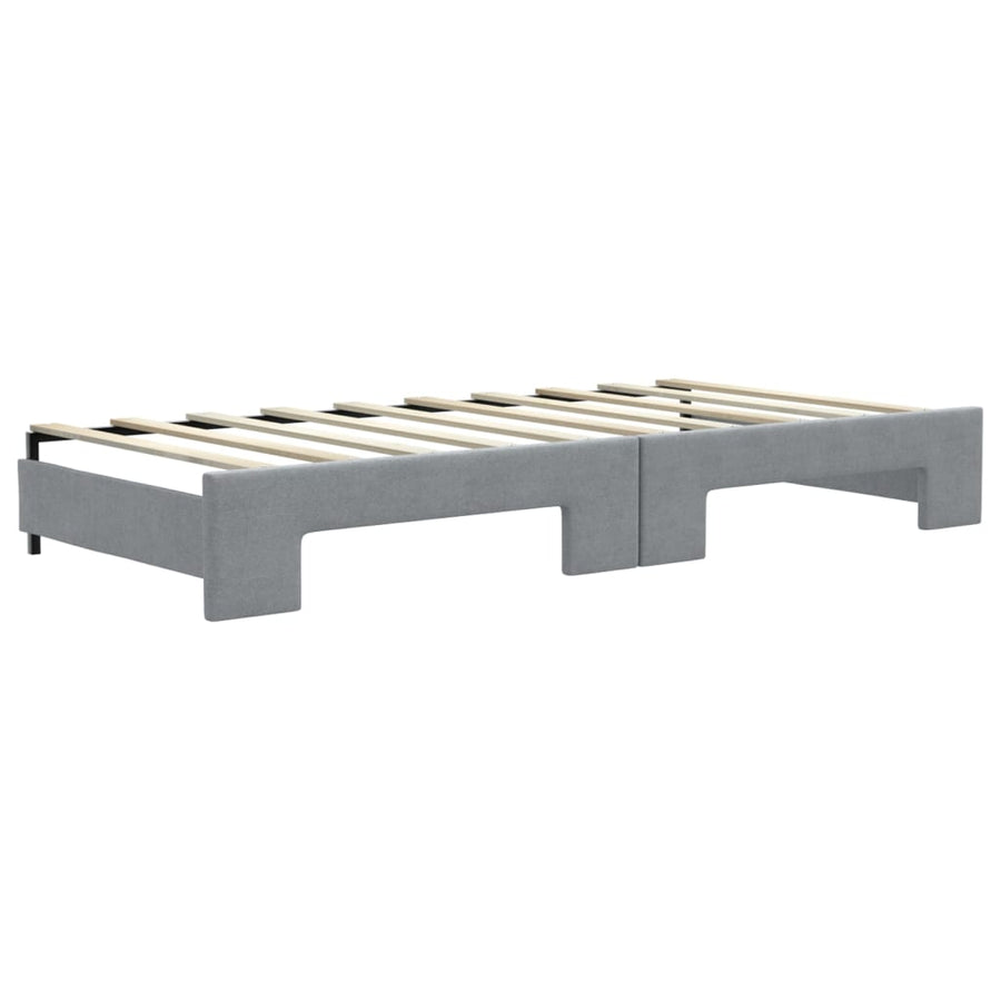 Slaapbank met onderschuifbed lades 100x190 cm stof lichtgrijs