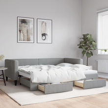 Slaapbank met onderschuifbed lades 100x190 cm stof lichtgrijs