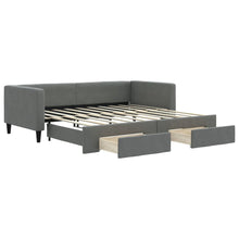 Slaapbank met onderschuifbed lades 100x190 cm stof donkergrijs