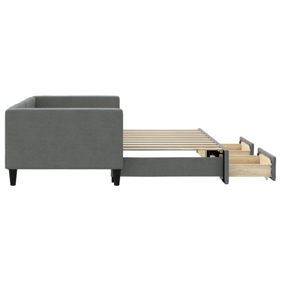 Slaapbank met onderschuifbed lades 100x190 cm stof donkergrijs