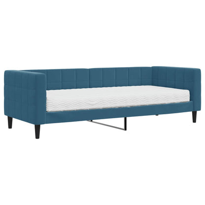 Slaapbank Fluweel 80 x 200 cm Blauw met matras