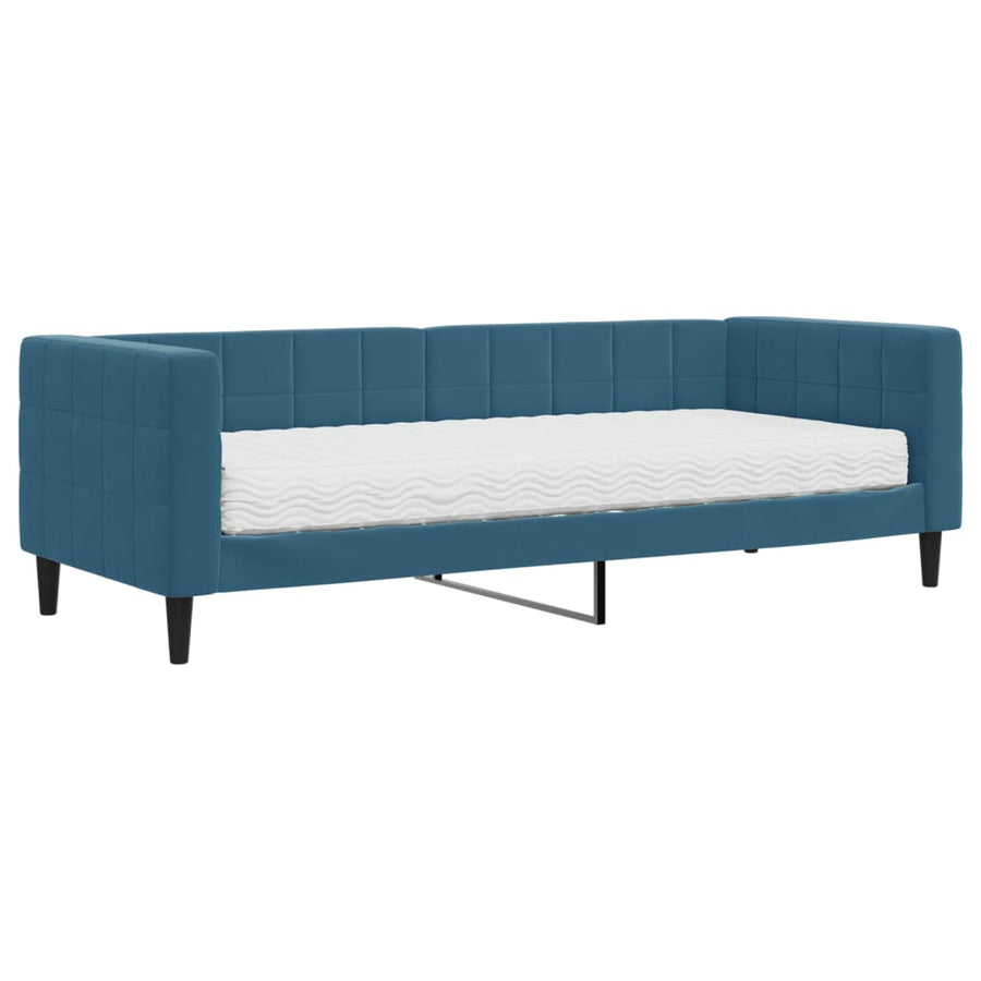 Slaapbank Fluweel 80 x 200 cm Blauw met matras