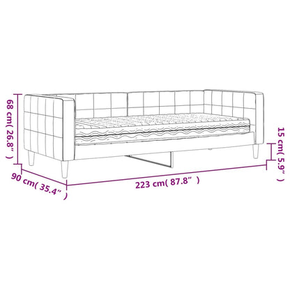Slaapbank Fluweel 80 x 200 cm Lichtgrijs met matras