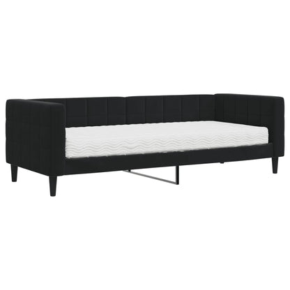 Slaapbank Fluweel 80 x 200 cm Zwart met matras