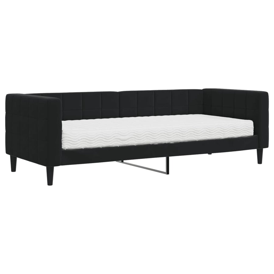Slaapbank Fluweel 80 x 200 cm Zwart met matras