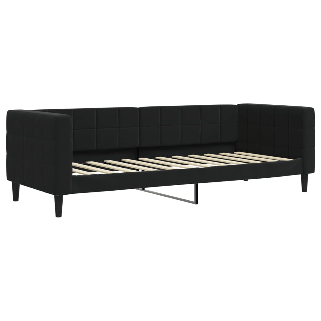 Slaapbank Fluweel 80 x 200 cm Zwart met matras