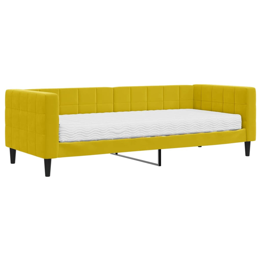 Slaapbank Fluweel 80 x 200 cm Geel met matras