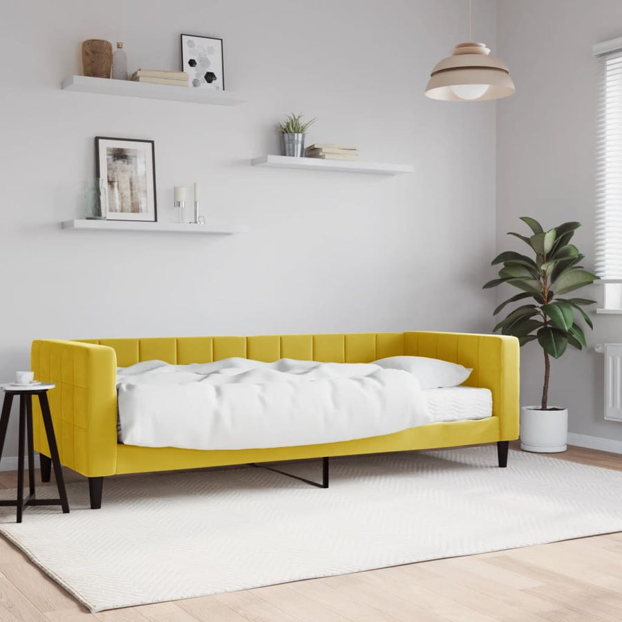 Slaapbank Fluweel 80 x 200 cm Geel met matras