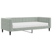 Slaapbank Fluweel 90 x 200 cm Lichtgrijs met matras