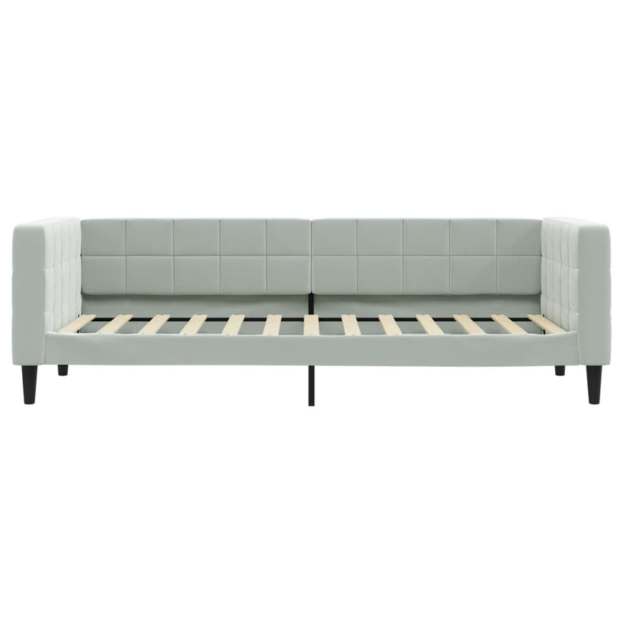 Slaapbank Fluweel 90 x 200 cm Lichtgrijs met matras