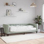 Slaapbank 90x200 cm lichtgrijs fluweel met matras