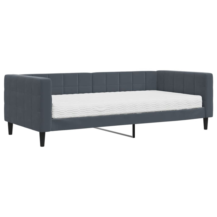 Slaapbank met matras 90x200 cm fluweel donkergrijs