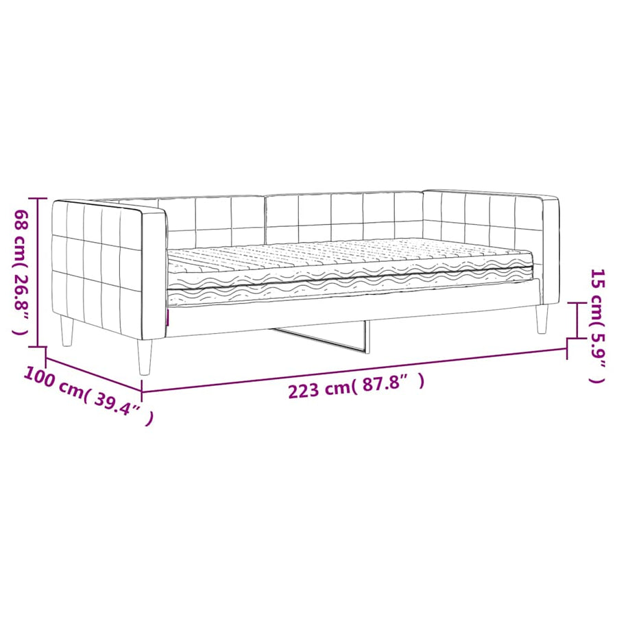 Slaapbank met matras 90x200 cm fluweel donkergrijs