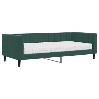 Slaapbank met matras 90x200 cm fluweel donkergroen 90 x 200 cm Donkergroen met matras