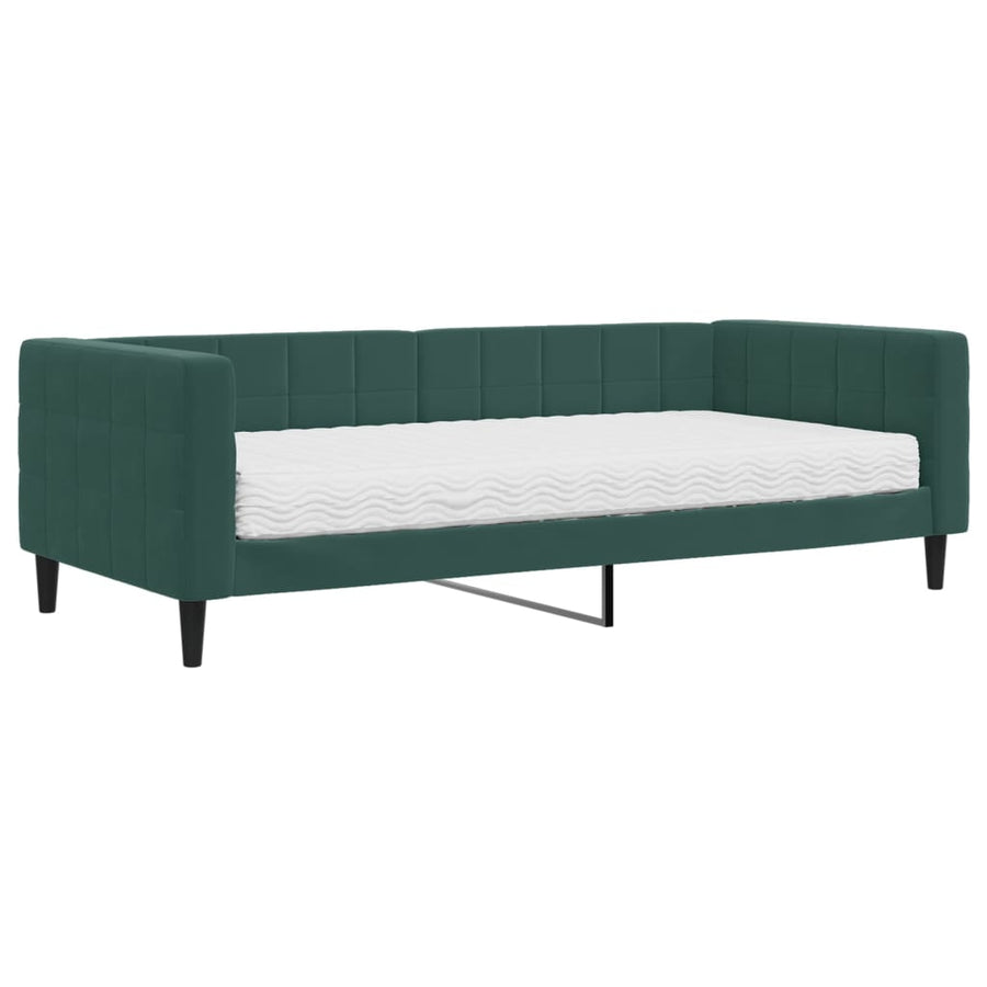 Slaapbank met matras 90x200 cm fluweel donkergroen 90 x 200 cm Donkergroen met matras