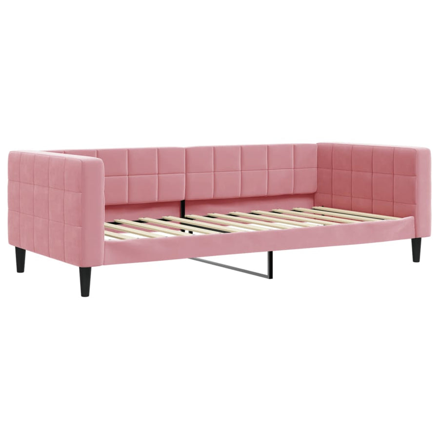 Slaapbank met matras 90x200 cm fluweel roze 90 x 200 cm Roze met matras