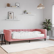 Sofa bed with mattress 90x200 cm velvet pink