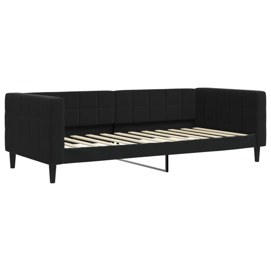 Slaapbank Fluweel 90 x 200 cm Zwart met matras