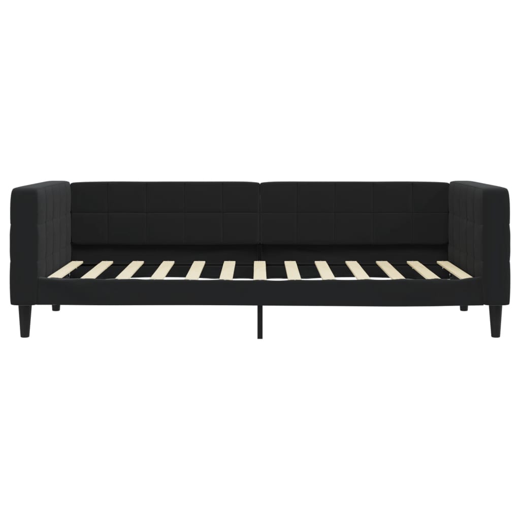 Slaapbank Fluweel 90 x 200 cm Zwart met matras
