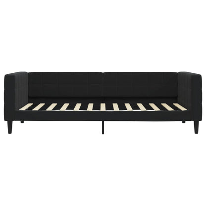 Slaapbank Fluweel 90 x 200 cm Zwart met matras