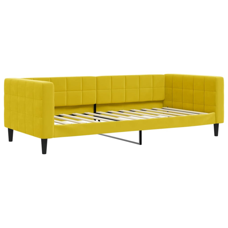 Slaapbank Fluweel 90 x 200 cm Geel met matras