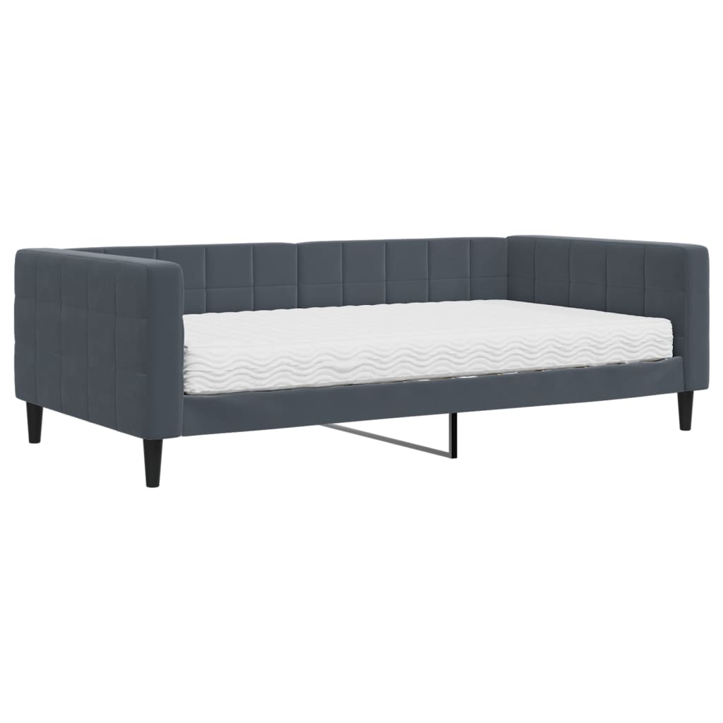 Slaapbank met matras 100x200 cm fluweel donkergroen