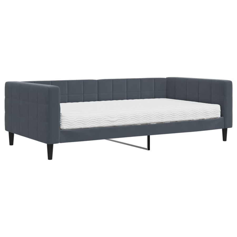 Slaapbank met matras 100x200 cm fluweel donkergroen