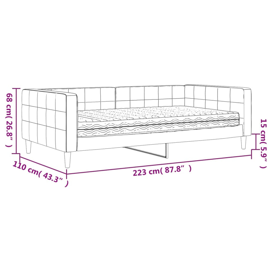 Slaapbank met matras 100x200 cm fluweel donkergroen