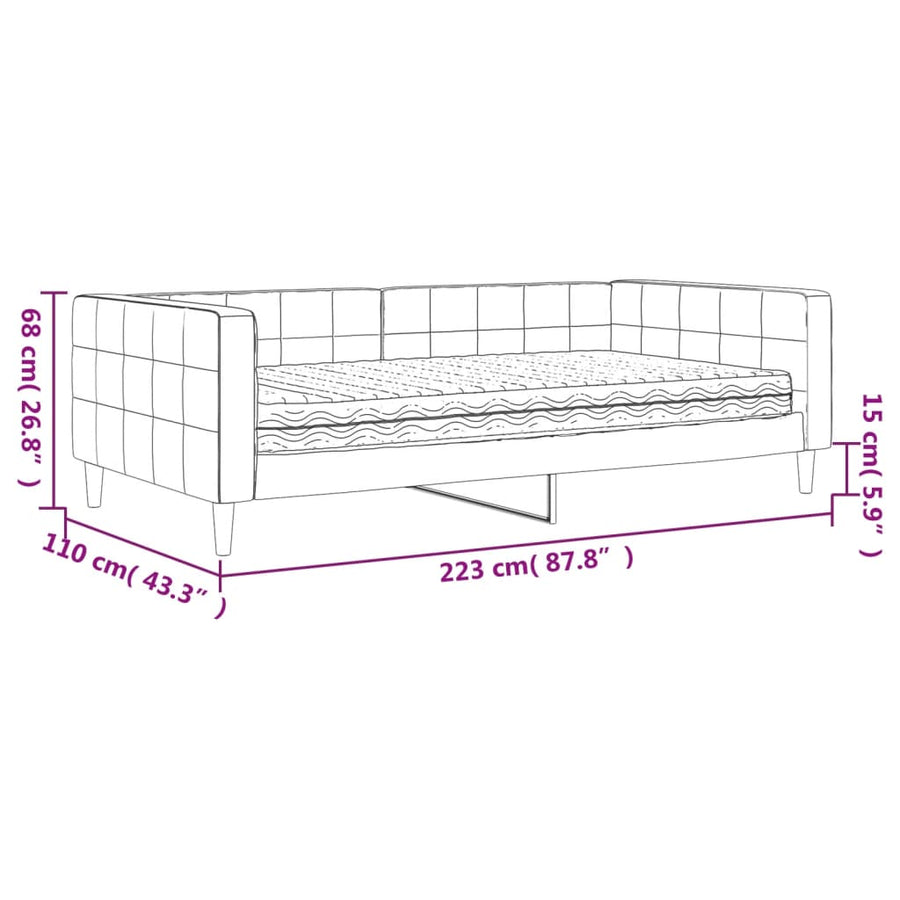 Slaapbank Met Matras 100X200 Cm Fluweel Roze Roze 100 x 200 cm