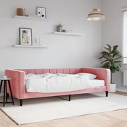 Sofa bed with mattress 100x200 cm velvet pink