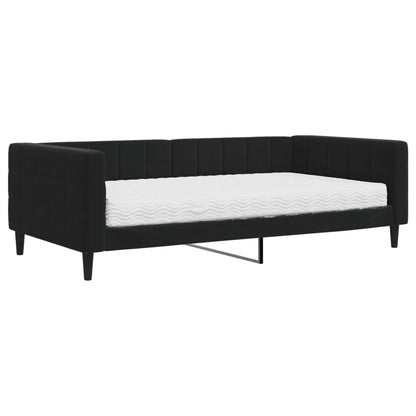 Slaapbank Fluweel 100 x 200 cm Zwart met matras