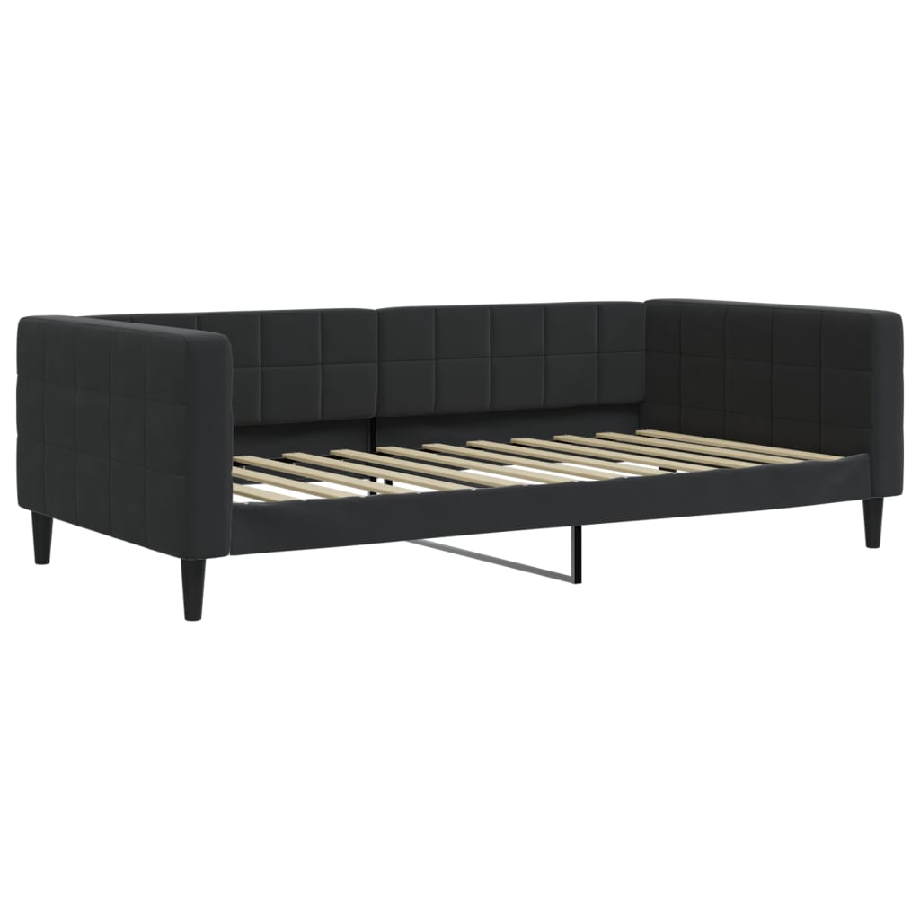 Slaapbank Fluweel 100 x 200 cm Zwart met matras