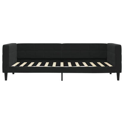 Slaapbank Fluweel 100 x 200 cm Zwart met matras