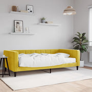 Sofa bed with mattress 100x200 cm velvet yellow