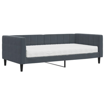 Slaapbank Fluweel Donkergrijs 90 x 190 cm met matras