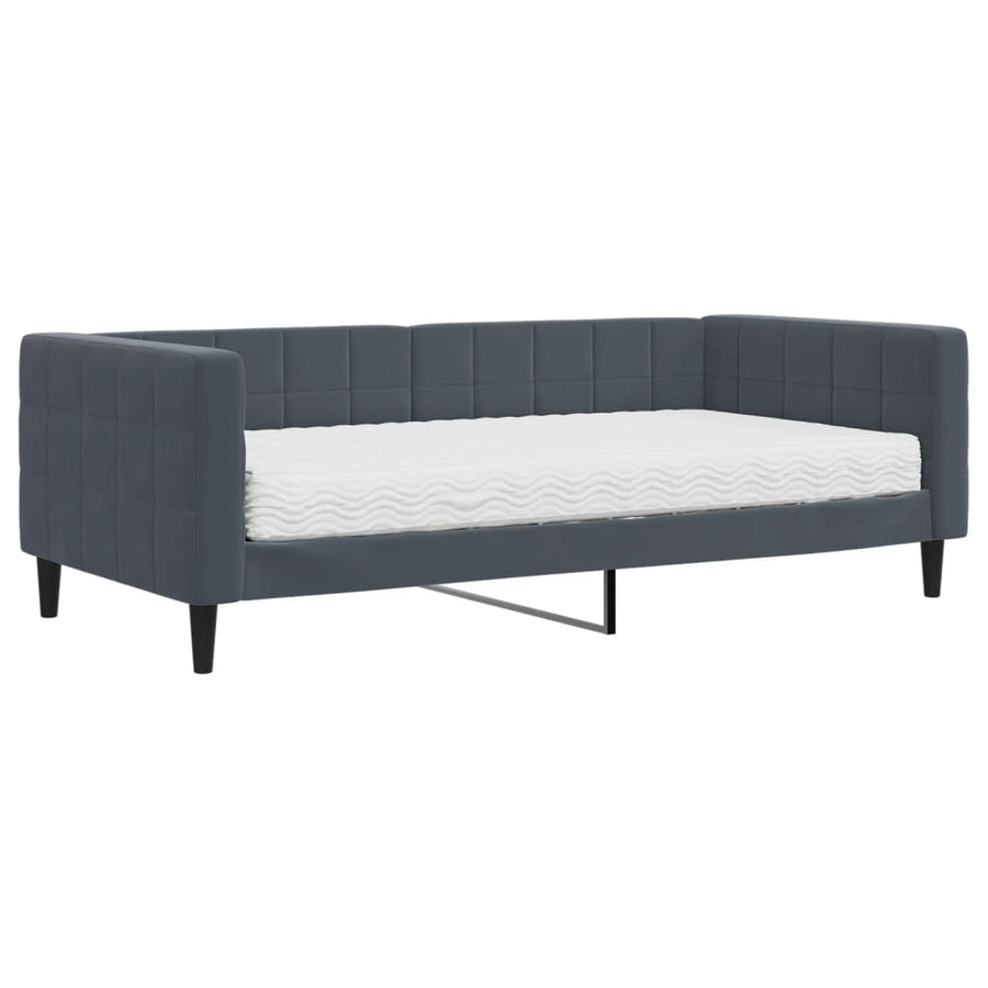 Slaapbank Fluweel Donkergrijs 90 x 190 cm met matras