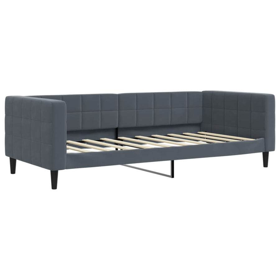 Slaapbank Fluweel Donkergrijs 90 x 190 cm met matras