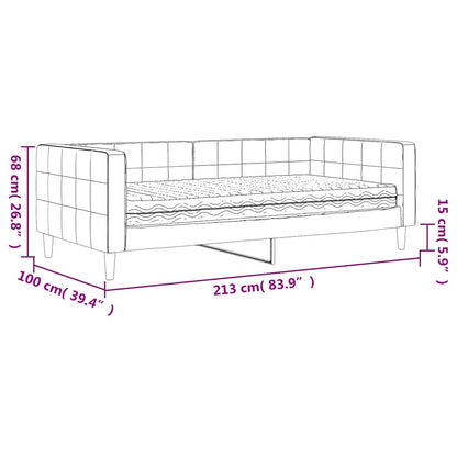 Slaapbank Fluweel Donkergrijs 90 x 190 cm met matras