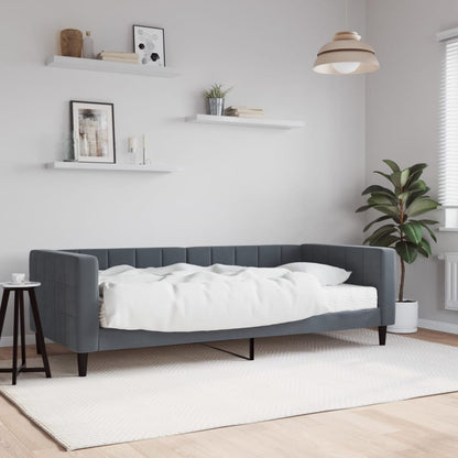Slaapbank Fluweel Donkergrijs 90 x 190 cm met matras