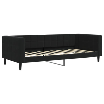 Slaapbank Fluweel 90 x 190 cm Zwart met matras