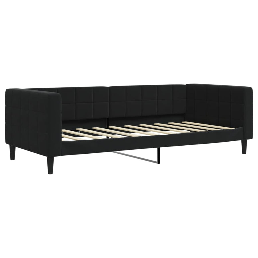 Slaapbank Fluweel 90 x 190 cm Zwart met matras