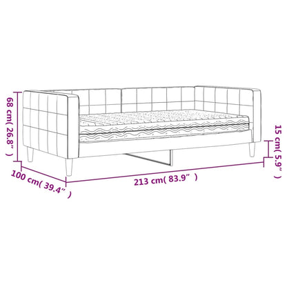 Slaapbank Fluweel 90 x 190 cm Zwart met matras